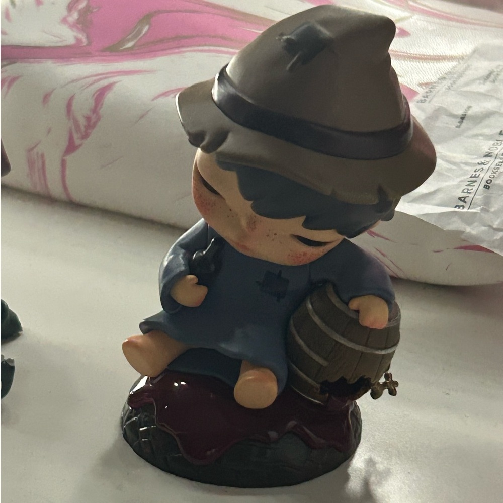 Horono “The Tippler” Figurine with Barrel - Brown and Blue